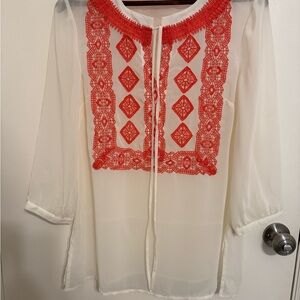 Chic White Blouse with Delicate Embroidery